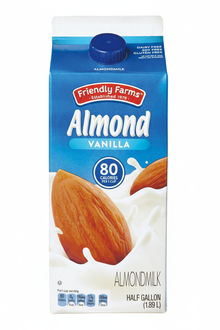 Friendly Farms Vanilla Almondmilk Half Gallon 1.89L