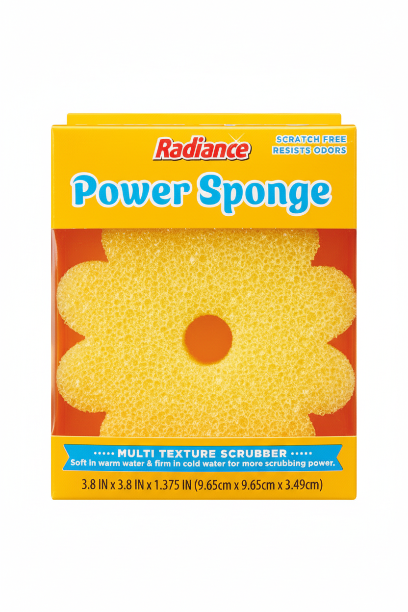 Radiance Power Sponge Multi Texture Scrubber 1 Count Scratch Free Resists Odors Flower Shape