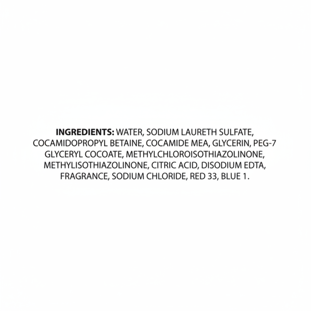 Lacura Clear Hand Soap ingredients label