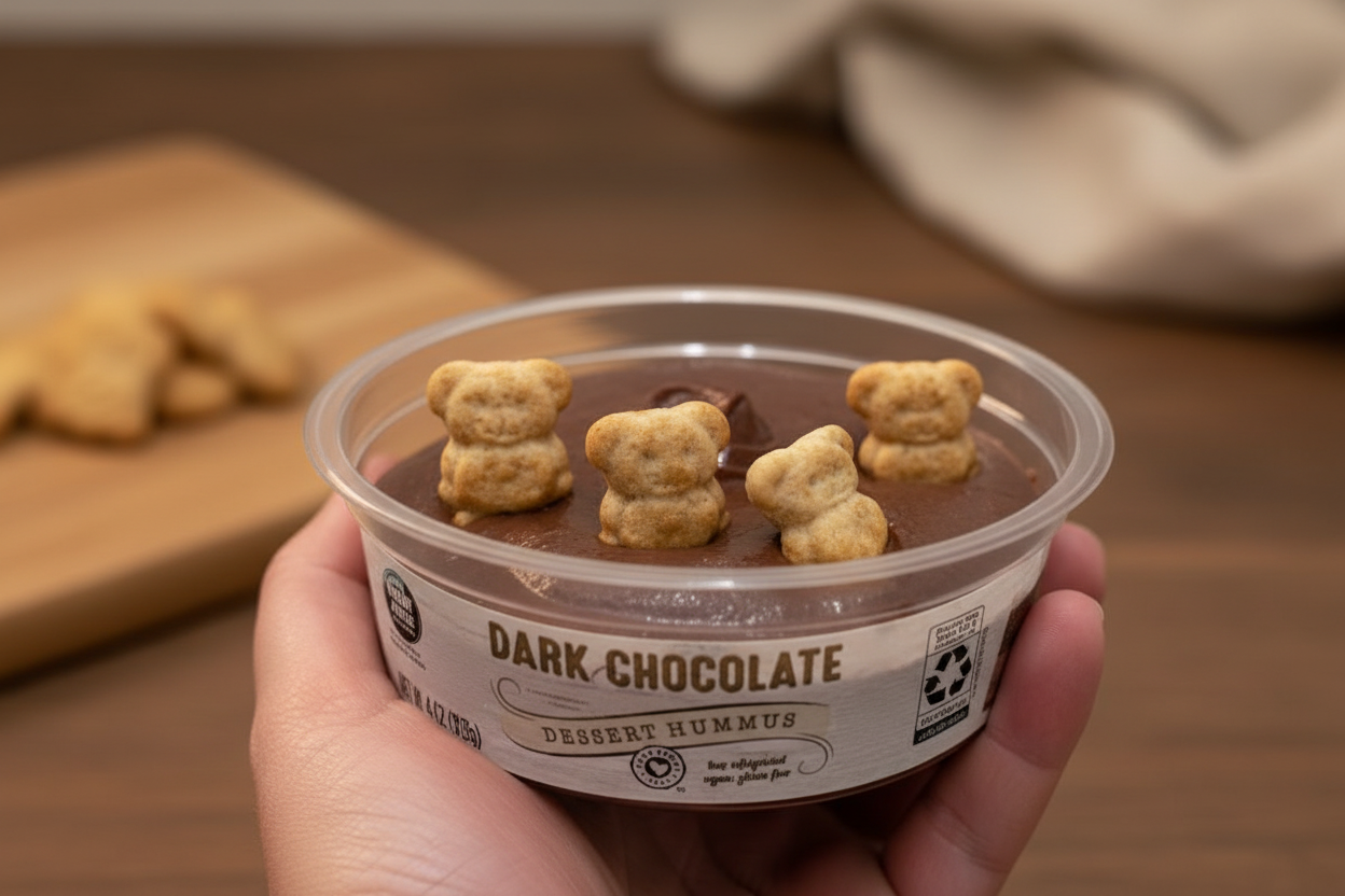 Benton's Mini Bear Honey Grahams with dark chocolate dessert hummus