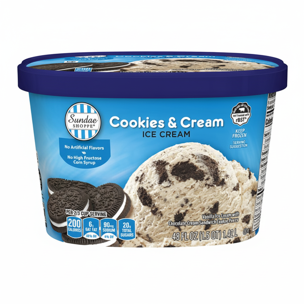Sundae Shoppe Cookies and Cream Ice Cream 48 fl oz tub