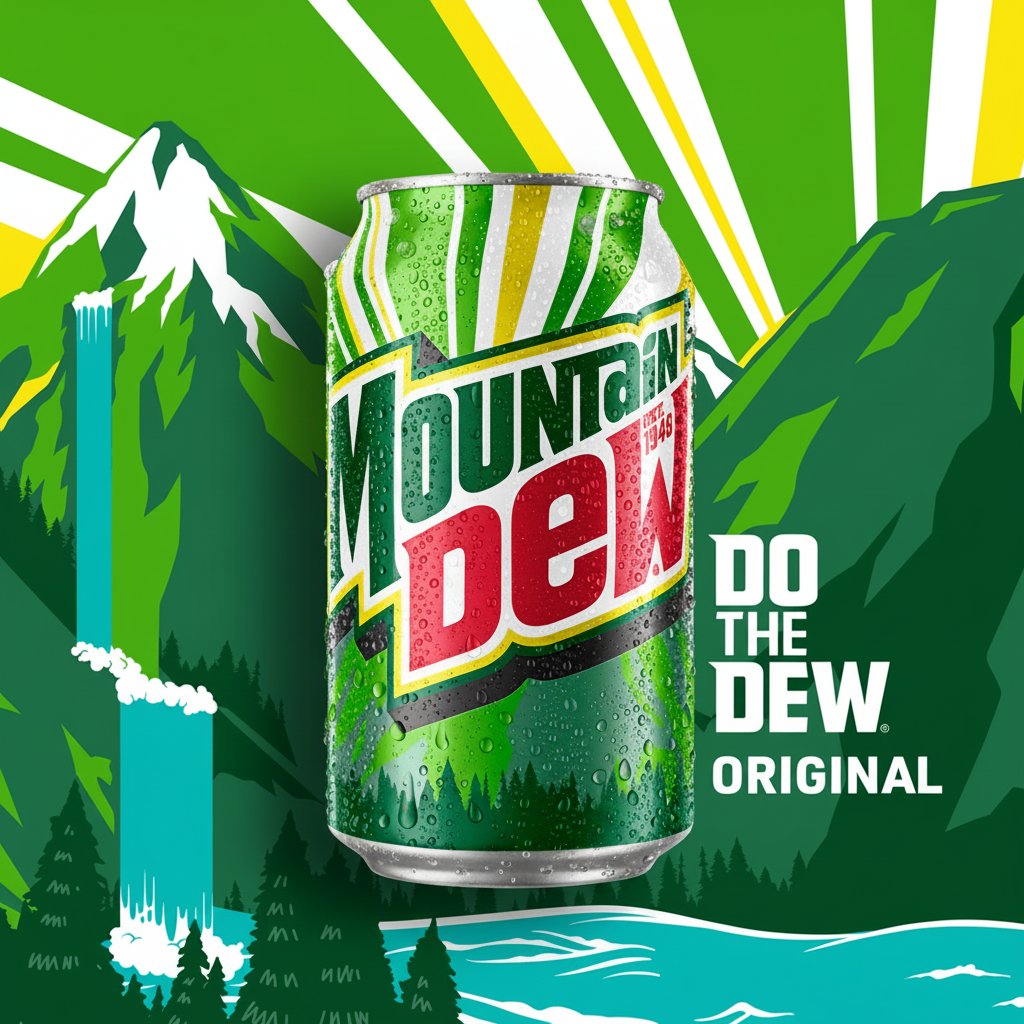 Mountain Dew Original - Do The Dew - 12 fl oz Can with Mountain Background
