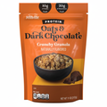 Millville Protein Oats and Dark Chocolate Crunchy Granola 11oz orange pouch front view with black bowl and dark chocolate chunks