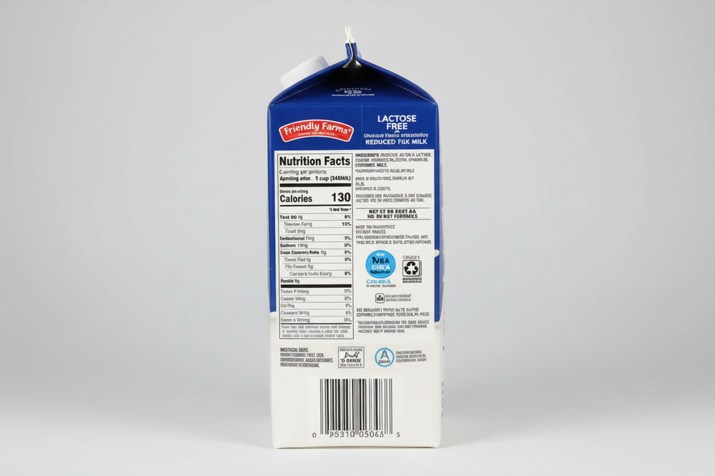 Friendly Farms Lactose Free 2% Reduced Fat Milk - Nutrition Facts Back Panel
