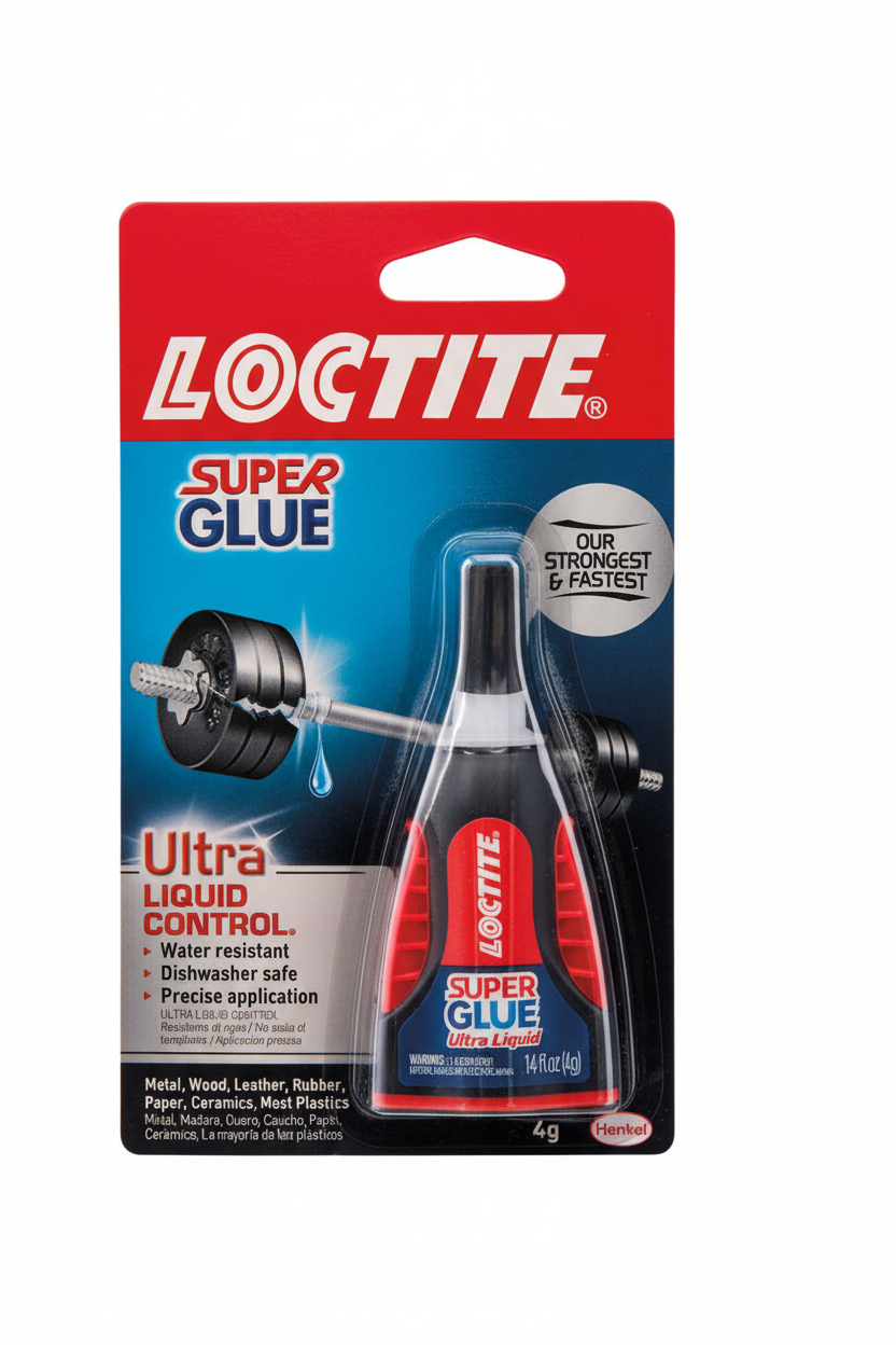 Loctite Super Glue Ultra Liquid Control 4g Retail Packaging Water Resistant Dishwasher Safe Precise Application