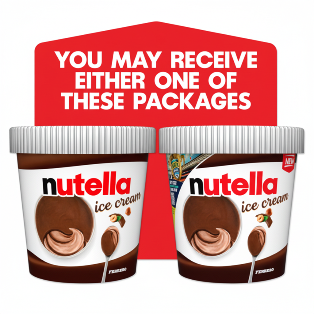 Two Nutella Ice Cream packaging variants side by side