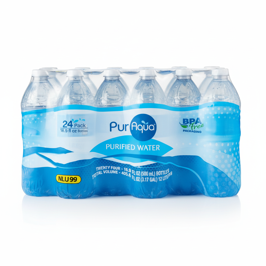 PurAqua Purified Water 24-pack 16.9 fl oz bottles