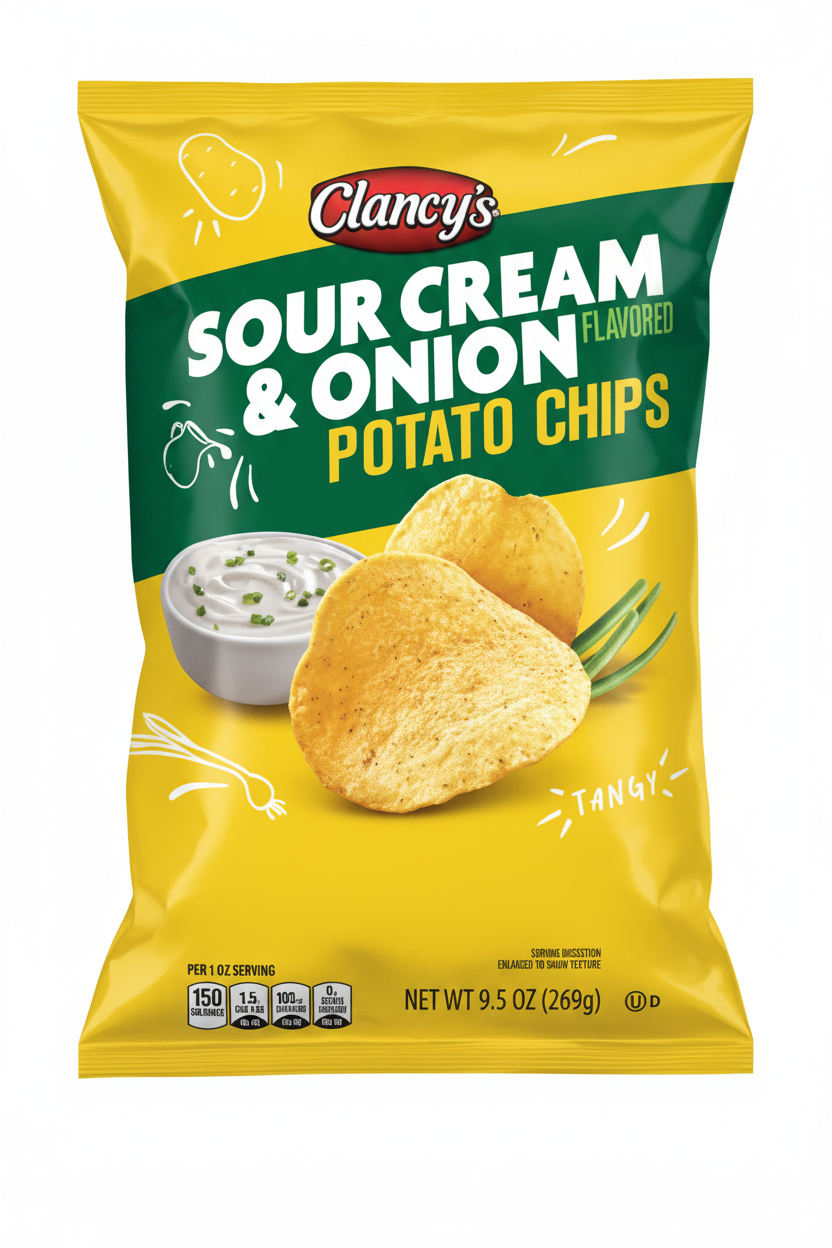 Clancy's Sour Cream and Onion Potato Chips 9.5 oz Front
