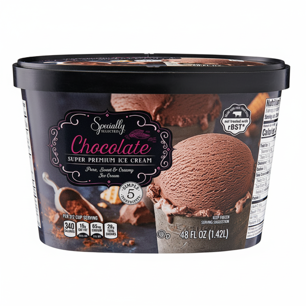 Specially Selected Chocolate Super Premium Ice Cream 48 fl oz tub