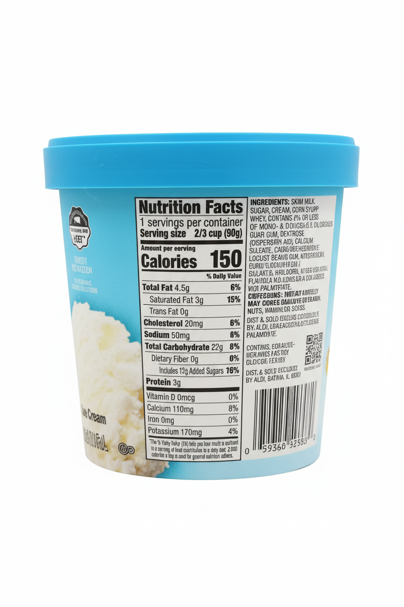 Sundae Shoppe Cookies and Cream Ice Cream nutrition facts and ingredients