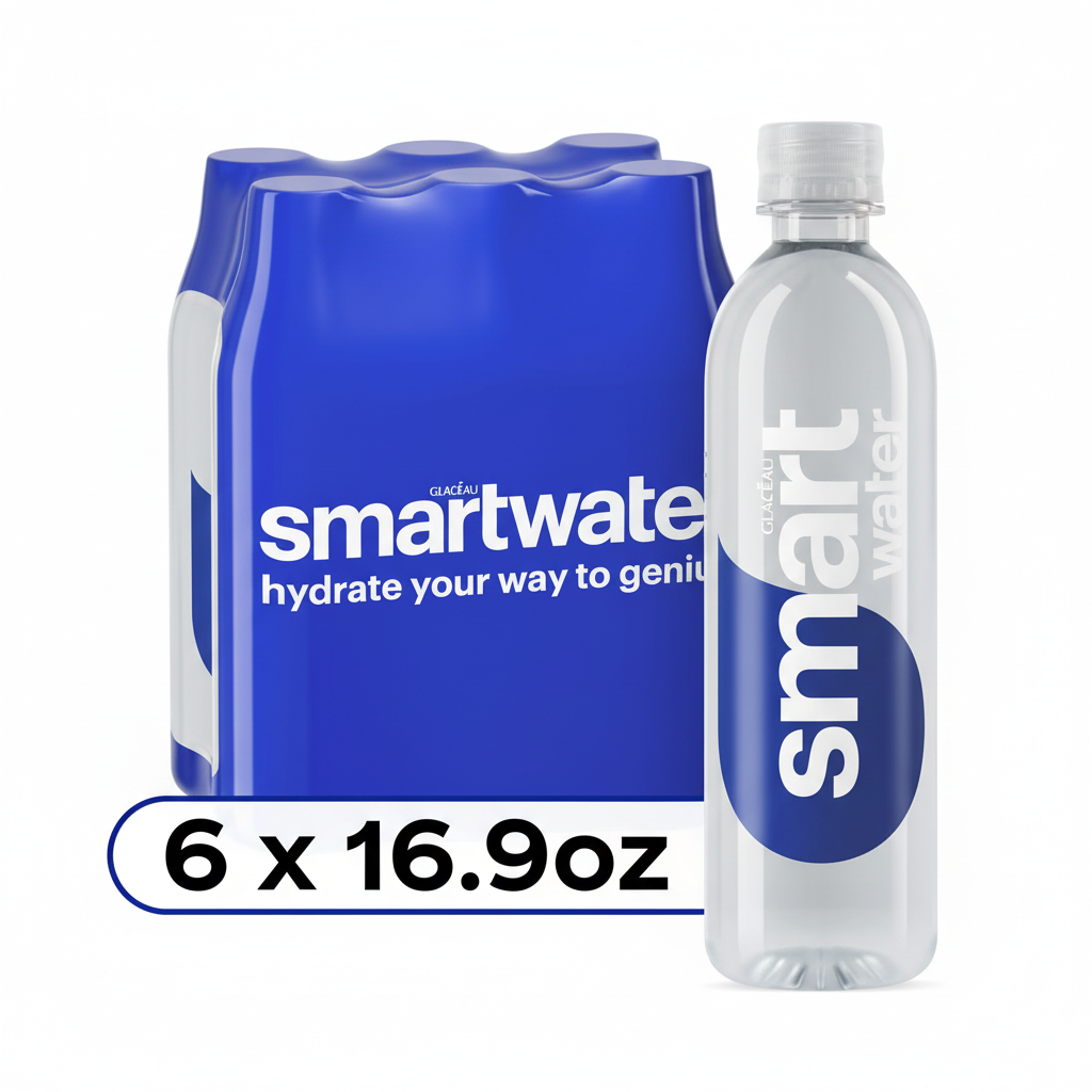 Glaceau smartwater Vapor Distilled Water 6-pack 16.9 fl oz with single bottle