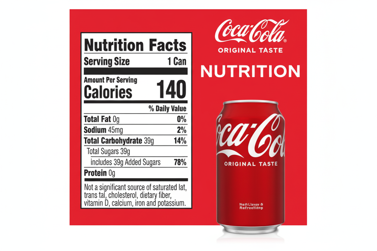 Coca-Cola Original Taste Nutrition Facts - 140 calories per can