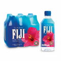 FIJI Natural Artesian Water 6-pack 500mL bottles with single bottle front view