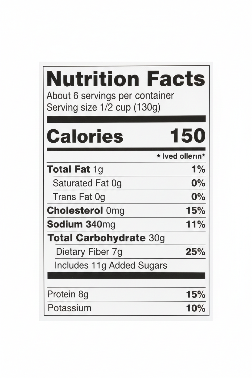 Dakota's Pride Maple and Cured Bacon Baked Beans Nutrition Facts 150 Calories 8g Protein 7g Dietary Fiber