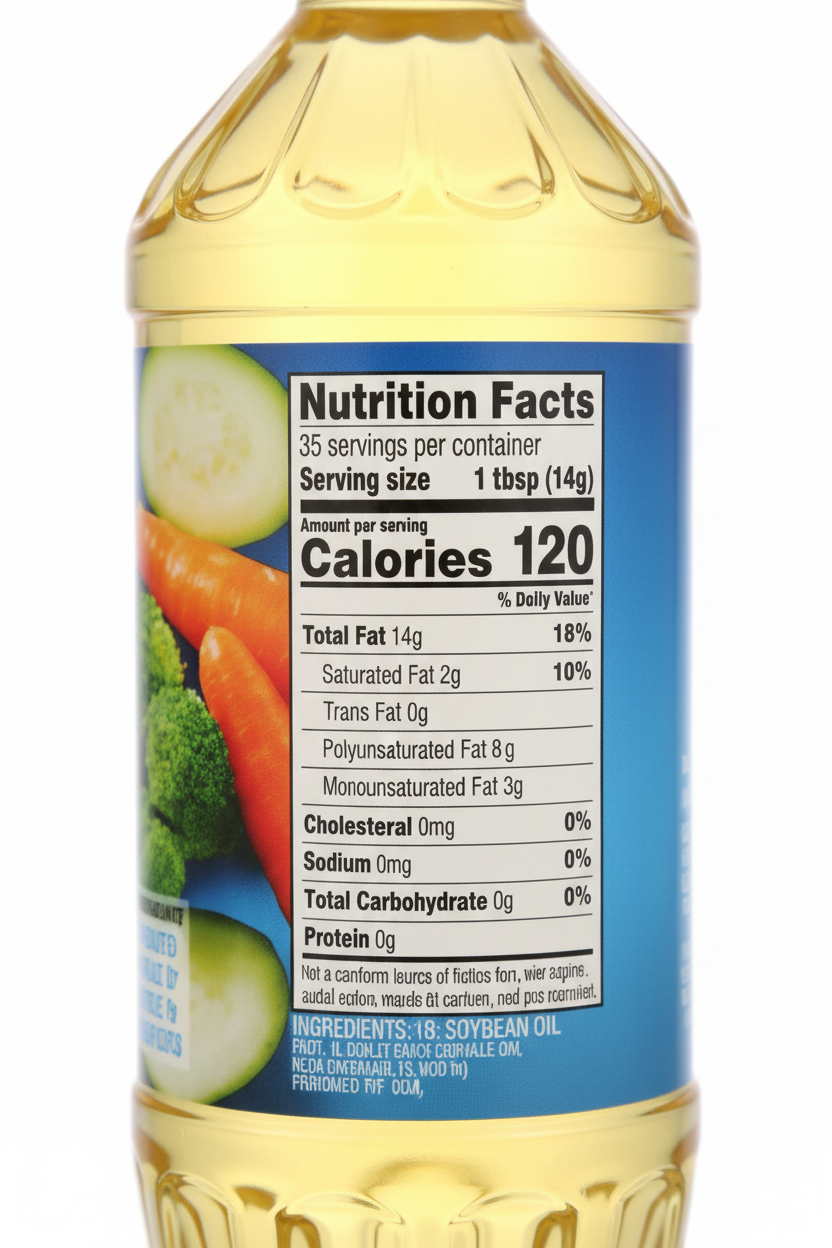 Carlini Pure Vegetable Oil Nutrition Facts Label 120 Calories Per Tablespoon 35 Servings Per Container