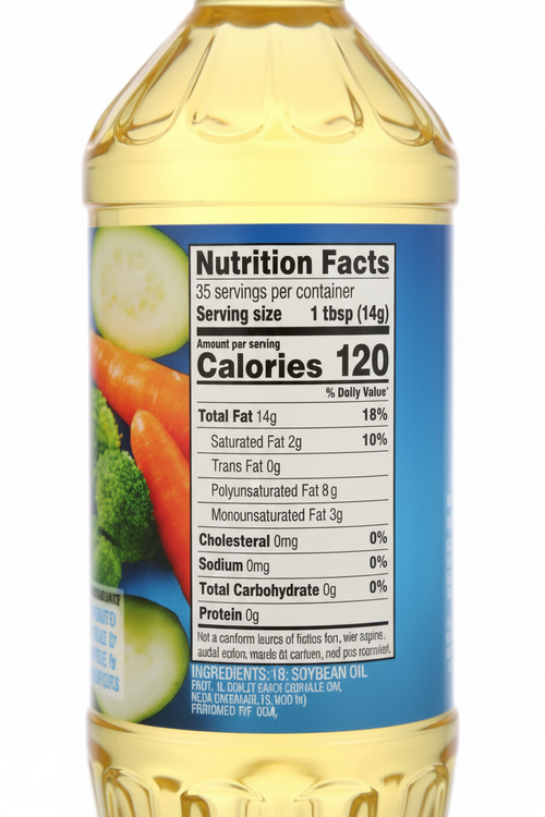 Carlini Pure Vegetable Oil Nutrition Facts Label 120 Calories Per Tablespoon 35 Servings Per Container