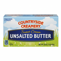 Countryside Creamery Sweet Cream Unsalted Butter 16oz four sticks box with blue sky and green grass design