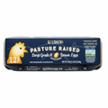 Goldhen Pasture Raised Large Grade A Brown Eggs 12 count dark navy carton with golden rooster silhouette and Certified Humane badge
