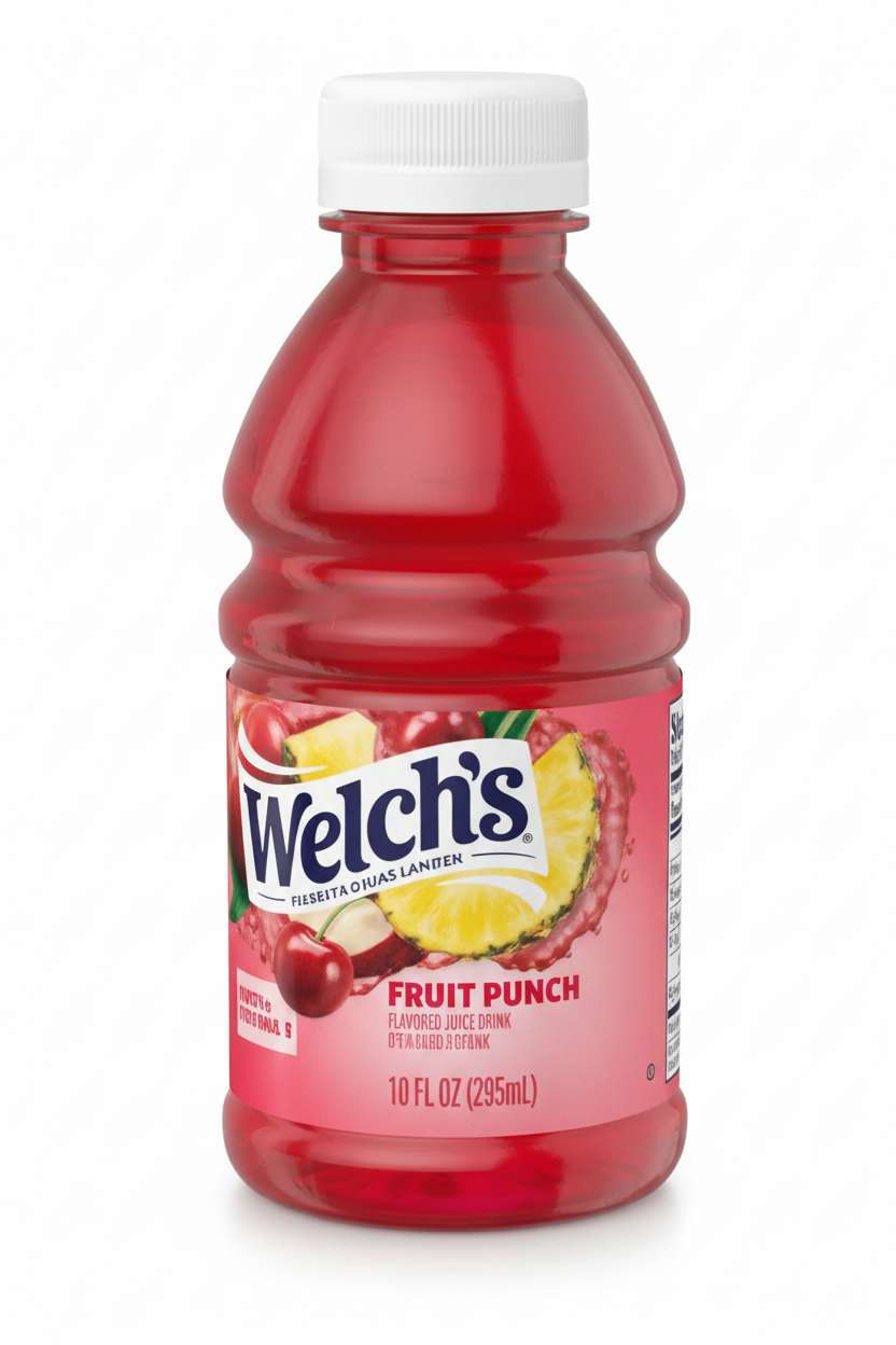 Welch's Fruit Punch flavored juice drink single bottle 10 fl oz 295mL Family Farmer Owned