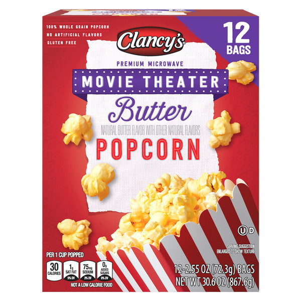 Clancy's Movie Theater Butter Microwave Popcorn  12 x 2.5 oz