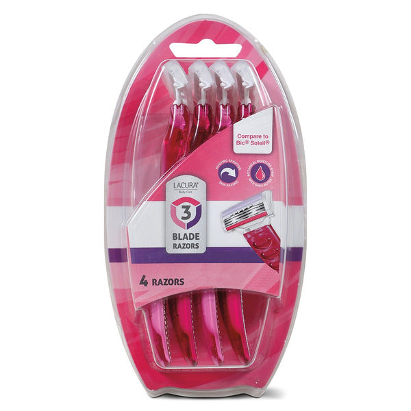 Lacura Body Care Women's Triple Blade Disposable Razors – 4 Count